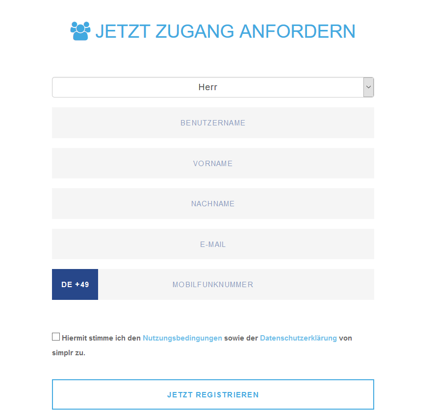 Kunden-Login simplr Neukunden